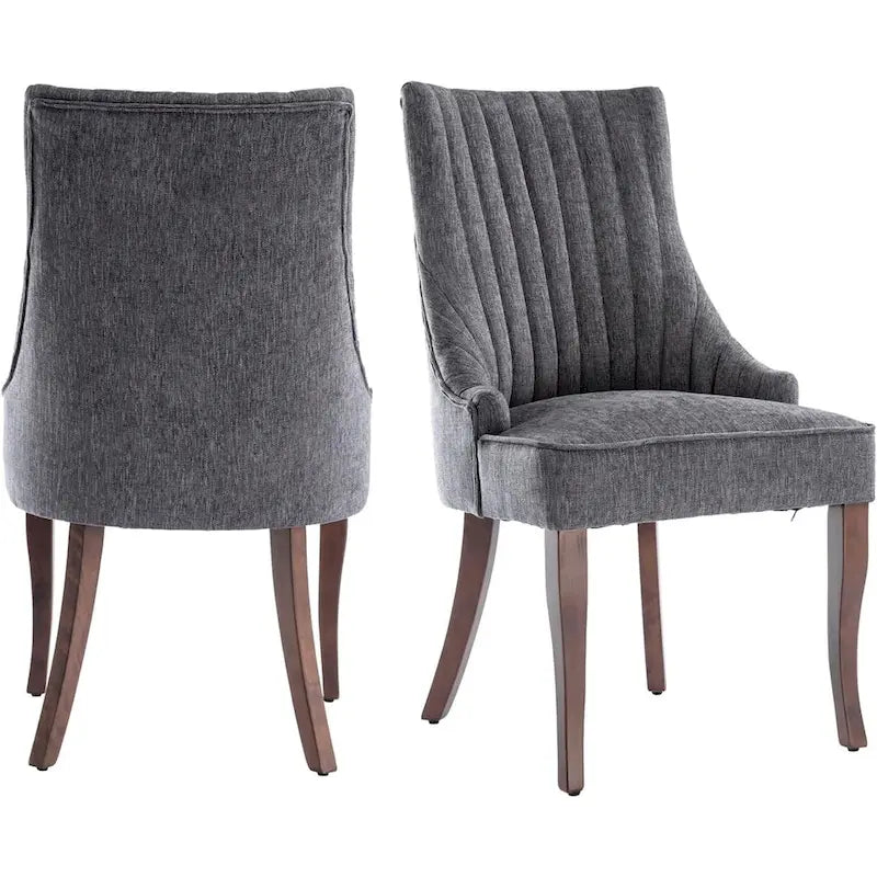 Ensemble de 2 chaises de salle à manger capitonnées à oreilles, chaises de salle à manger d'appoint en tissu, chaises de salon pour la cuisine et la maison