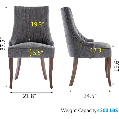 Ensemble de 2 chaises de salle à manger capitonnées à oreilles, chaises de salle à manger d'appoint en tissu, chaises de salon pour la cuisine et la maison