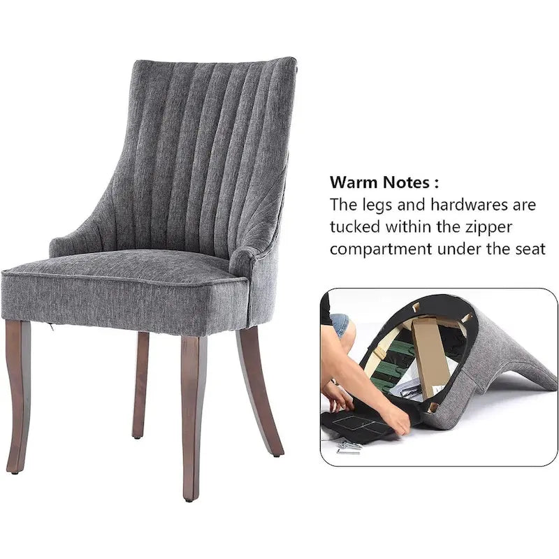 Ensemble de 2 chaises de salle à manger capitonnées à oreilles, chaises de salle à manger d'appoint en tissu, chaises de salon pour la cuisine et la maison