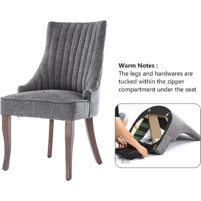 Ensemble de 2 chaises de salle à manger capitonnées à oreilles, chaises de salle à manger d'appoint en tissu, chaises de salon pour la cuisine et la maison
