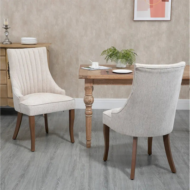 Ensemble de 2 chaises de salle à manger capitonnées à oreilles, chaises de salle à manger d'appoint en tissu, chaises de salon pour la cuisine et la maison