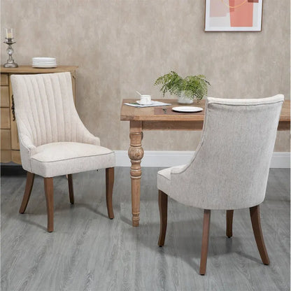 Ensemble de 2 chaises de salle à manger capitonnées à oreilles, chaises de salle à manger d'appoint en tissu, chaises de salon pour la cuisine et la maison