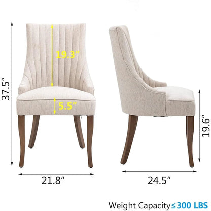 Ensemble de 2 chaises de salle à manger capitonnées à oreilles, chaises de salle à manger d'appoint en tissu, chaises de salon pour la cuisine et la maison