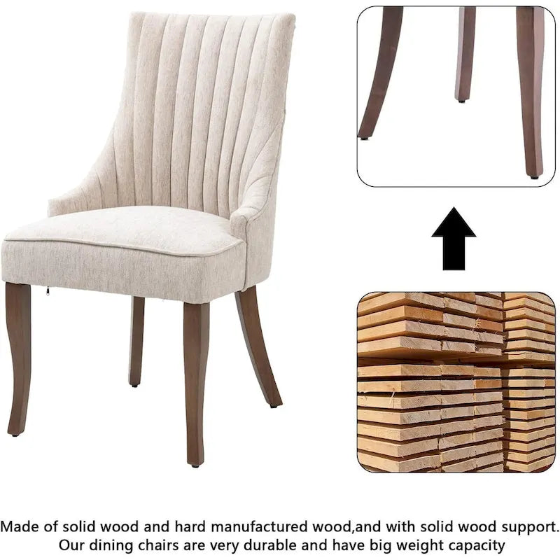 Ensemble de 2 chaises de salle à manger capitonnées à oreilles, chaises de salle à manger d'appoint en tissu, chaises de salon pour la cuisine et la maison