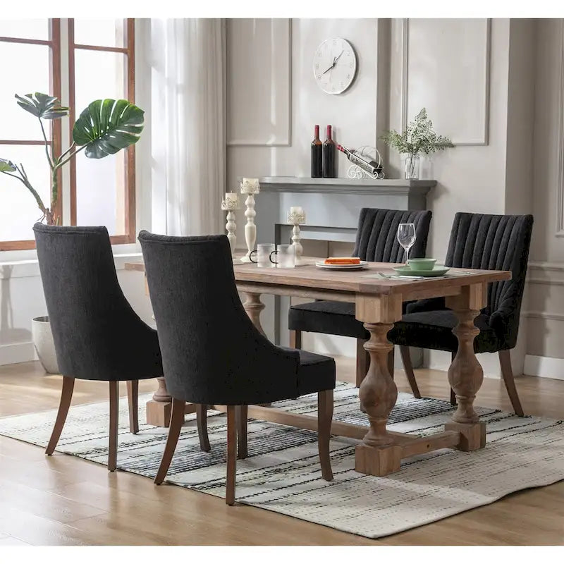 Ensemble de 2 chaises de salle à manger capitonnées à oreilles, chaises de salle à manger d'appoint en tissu, chaises de salon pour la cuisine et la maison