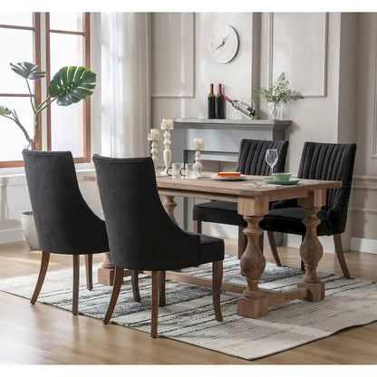 Ensemble de 2 chaises de salle à manger capitonnées à oreilles, chaises de salle à manger d'appoint en tissu, chaises de salon pour la cuisine et la maison