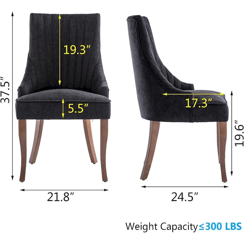 Ensemble de 2 chaises de salle à manger capitonnées à oreilles, chaises de salle à manger d'appoint en tissu, chaises de salon pour la cuisine et la maison
