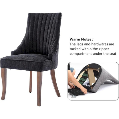Ensemble de 2 chaises de salle à manger capitonnées à oreilles, chaises de salle à manger d'appoint en tissu, chaises de salon pour la cuisine et la maison