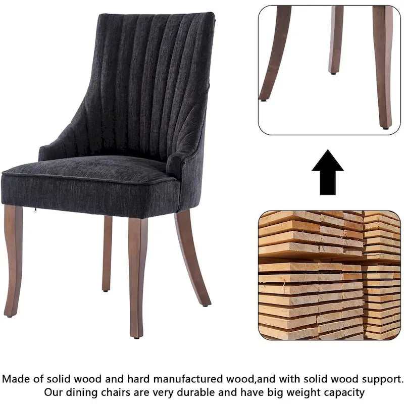 Ensemble de 2 chaises de salle à manger capitonnées à oreilles, chaises de salle à manger d'appoint en tissu, chaises de salon pour la cuisine et la maison