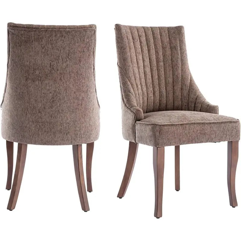Ensemble de 2 chaises de salle à manger capitonnées à oreilles, chaises de salle à manger d'appoint en tissu, chaises de salon pour la cuisine et la maison