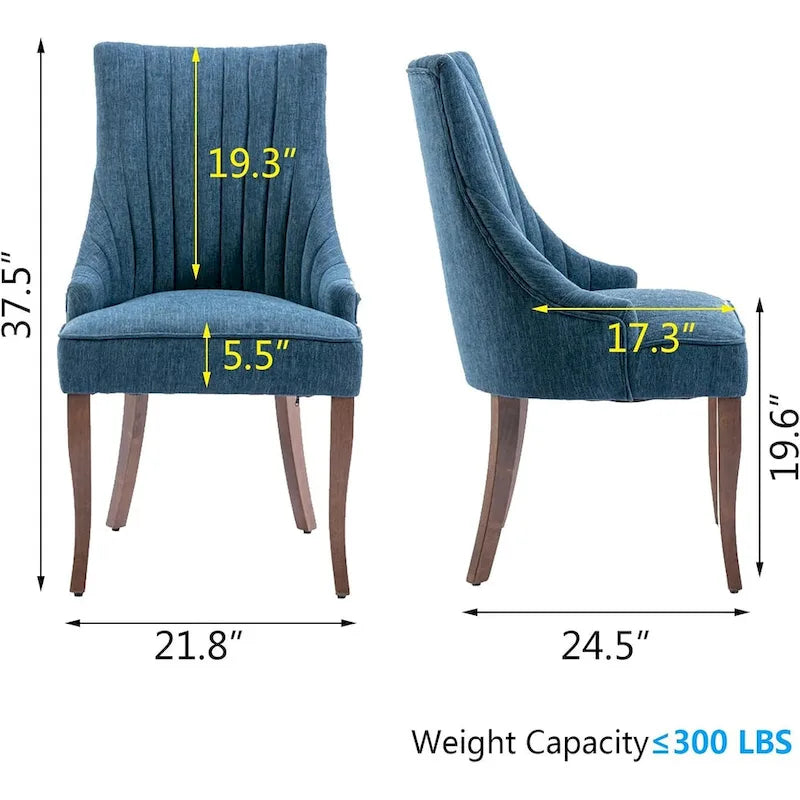 Ensemble de 2 chaises de salle à manger capitonnées à oreilles, chaises de salle à manger d'appoint en tissu, chaises de salon pour la cuisine et la maison