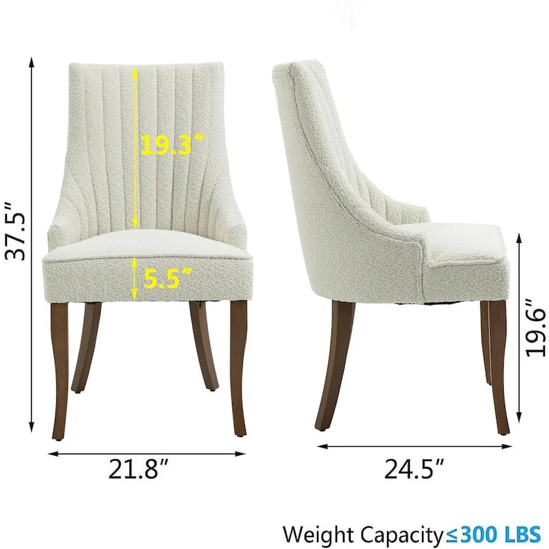 Ensemble de 2 chaises de salle à manger capitonnées à oreilles, chaises de salle à manger d'appoint en tissu, chaises de salon pour la cuisine et la maison