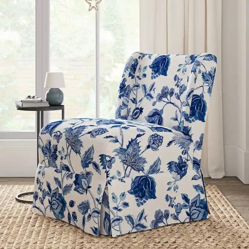 Fauteuil Falk sans accoudoirs, style ferme, avec housse amovible et pieds en bois massif, par HULALA HOME