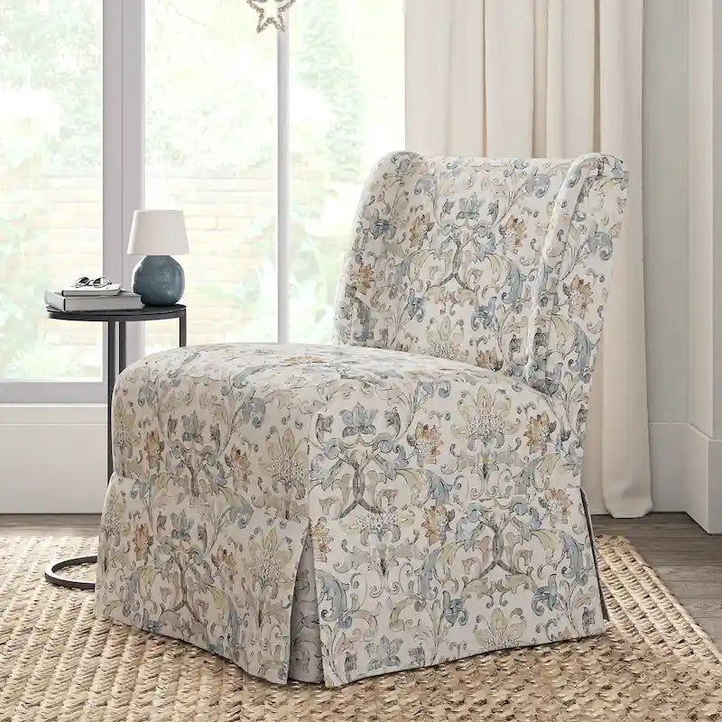 Fauteuil Falk sans accoudoirs, style ferme, avec housse amovible et pieds en bois massif, par HULALA HOME