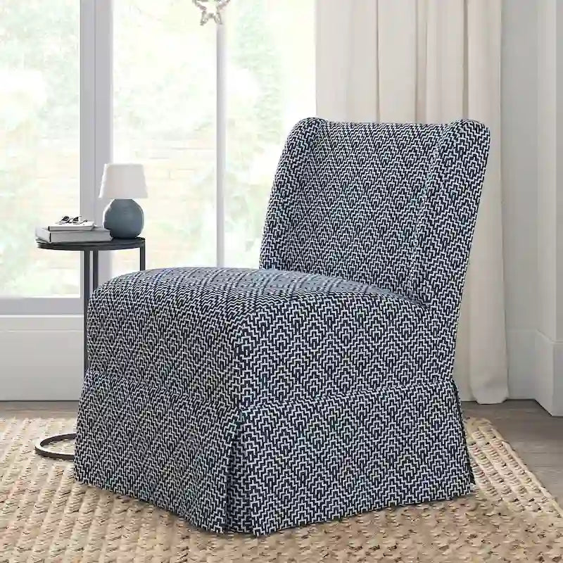 Fauteuil Falk sans accoudoirs, style ferme, avec housse amovible et pieds en bois massif, par HULALA HOME