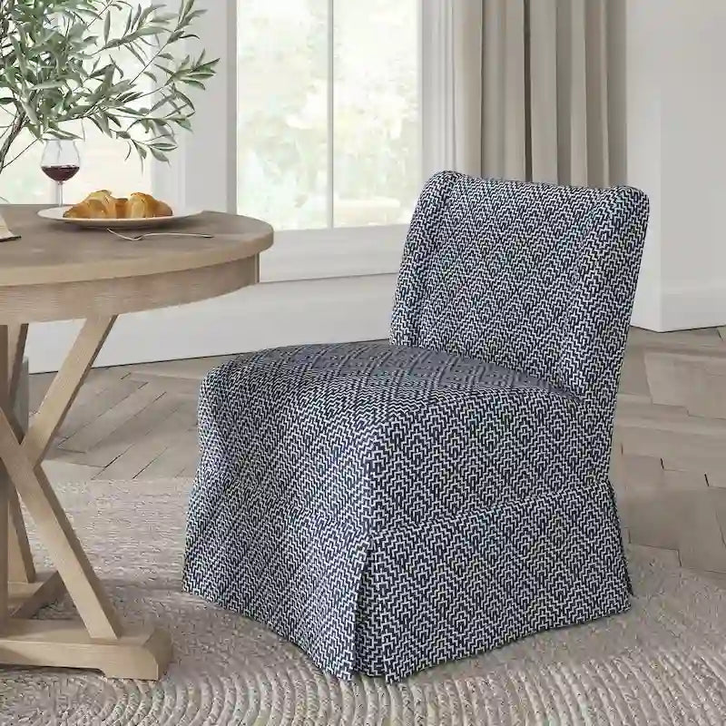 Fauteuil Falk sans accoudoirs, style ferme, avec housse amovible et pieds en bois massif, par HULALA HOME