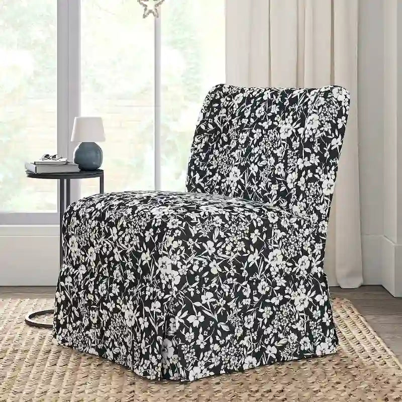 Fauteuil Falk sans accoudoirs, style ferme, avec housse amovible et pieds en bois massif, par HULALA HOME