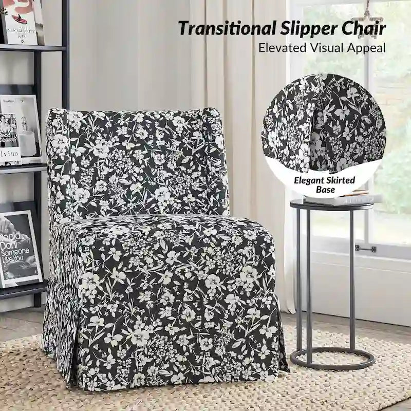 Fauteuil Falk sans accoudoirs, style ferme, avec housse amovible et pieds en bois massif, par HULALA HOME