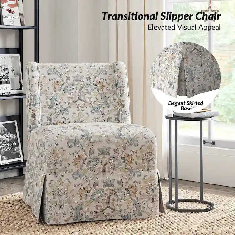 Fauteuil Falk sans accoudoirs, style ferme, avec housse amovible et pieds en bois massif, par HULALA HOME