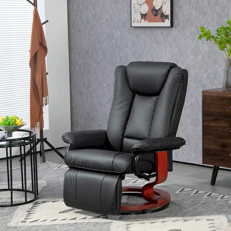 Fauteuil inclinable pivotant HOMCOM, fauteuil inclinable en cuir PU pour salon, canapé inclinable moderne avec repose-pieds