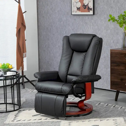 Fauteuil inclinable pivotant HOMCOM, fauteuil inclinable en cuir PU pour salon, canapé inclinable moderne avec repose-pieds