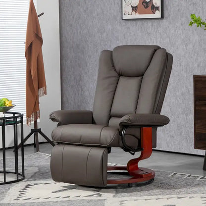 HOMCOM Swivel Recliner Chair, PU Leather Reclining Chair for Living Room, Modern Recliner Sofa with Footrest