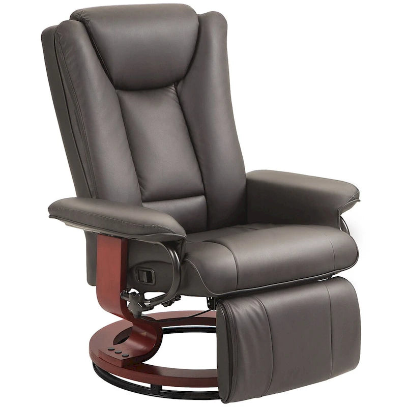 Fauteuil inclinable pivotant HOMCOM, fauteuil inclinable en cuir PU pour salon, canapé inclinable moderne avec repose-pieds