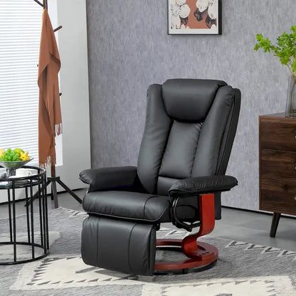 Fauteuil inclinable pivotant HOMCOM, fauteuil inclinable en cuir PU pour salon, canapé inclinable moderne avec repose-pieds