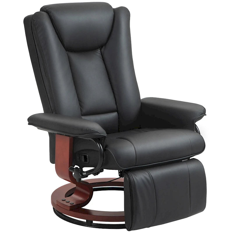 Fauteuil inclinable pivotant HOMCOM, fauteuil inclinable en cuir PU pour salon, canapé inclinable moderne avec repose-pieds