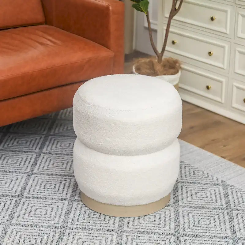 Tabouret ottoman rond rembourré Adeco Teddy