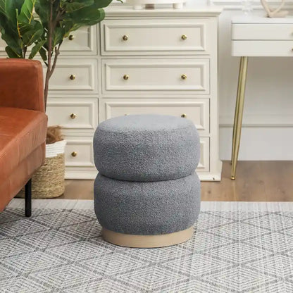 Tabouret ottoman rond rembourré Adeco Teddy