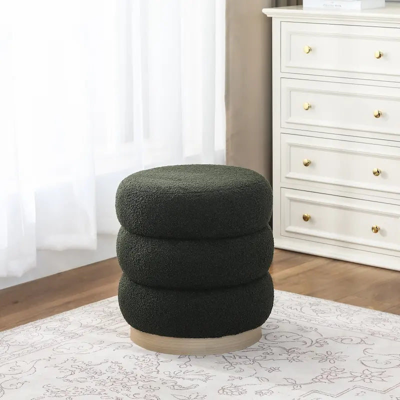 Tabouret ottoman rond rembourré Adeco Teddy