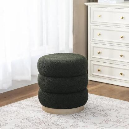 Tabouret ottoman rond rembourré Adeco Teddy