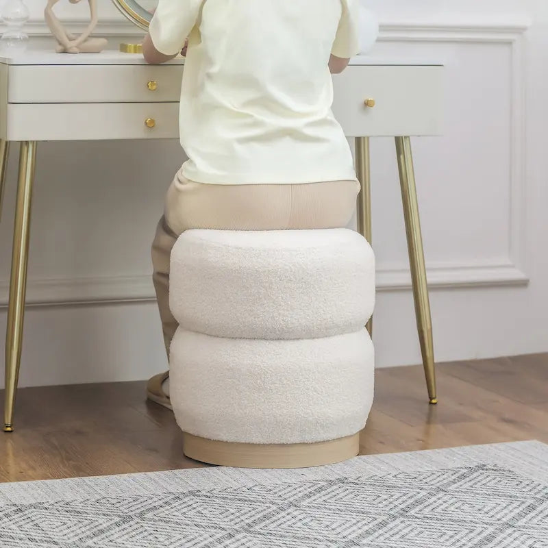 Tabouret ottoman rond rembourré Adeco Teddy