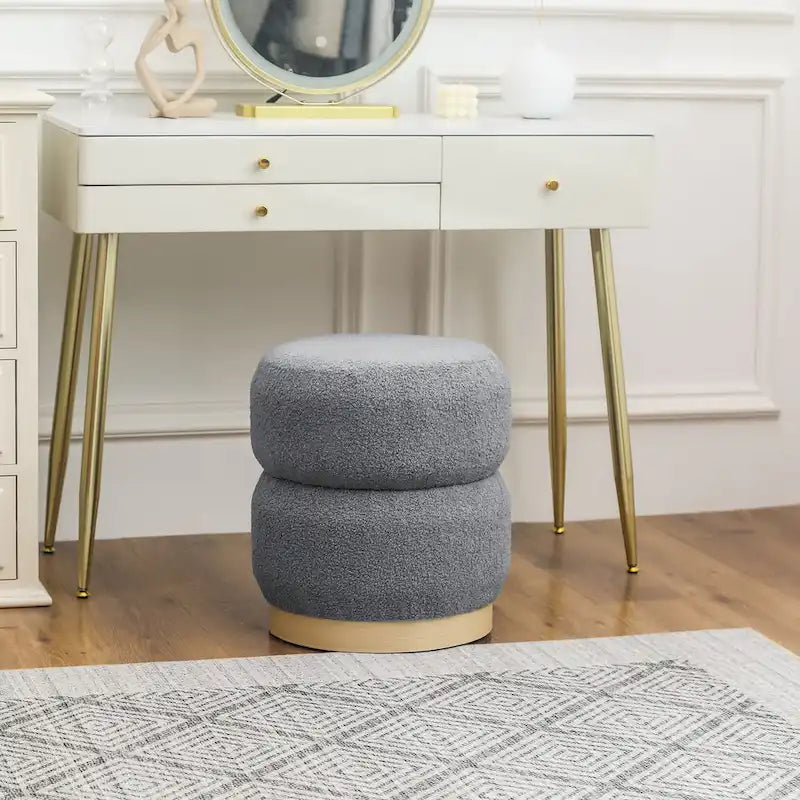 Tabouret ottoman rond rembourré Adeco Teddy