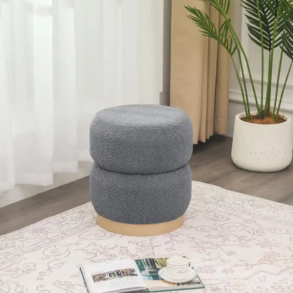 Tabouret ottoman rond rembourré Adeco Teddy