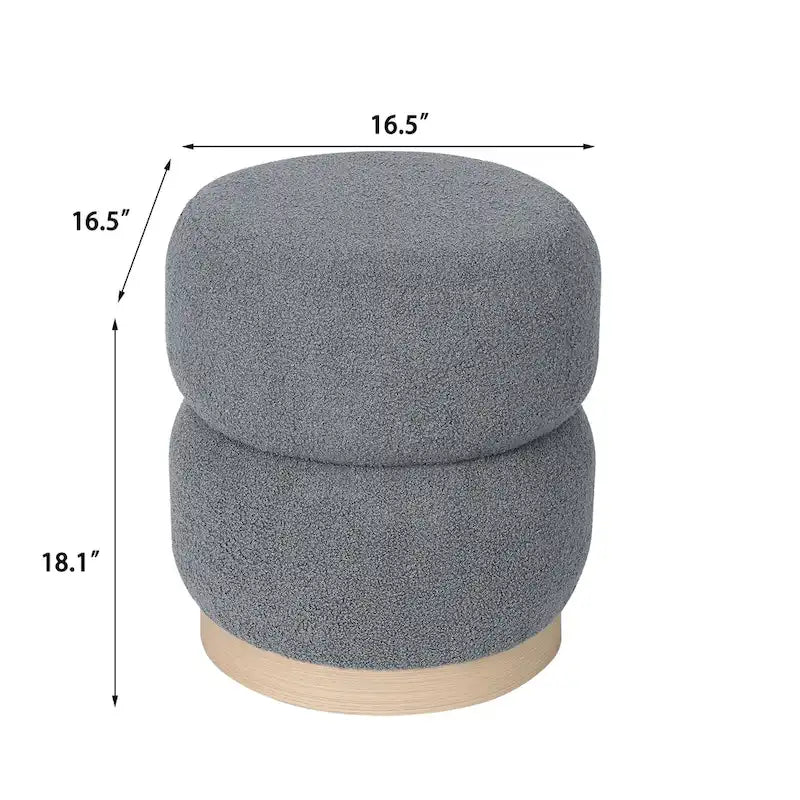 Tabouret ottoman rond rembourré Adeco Teddy
