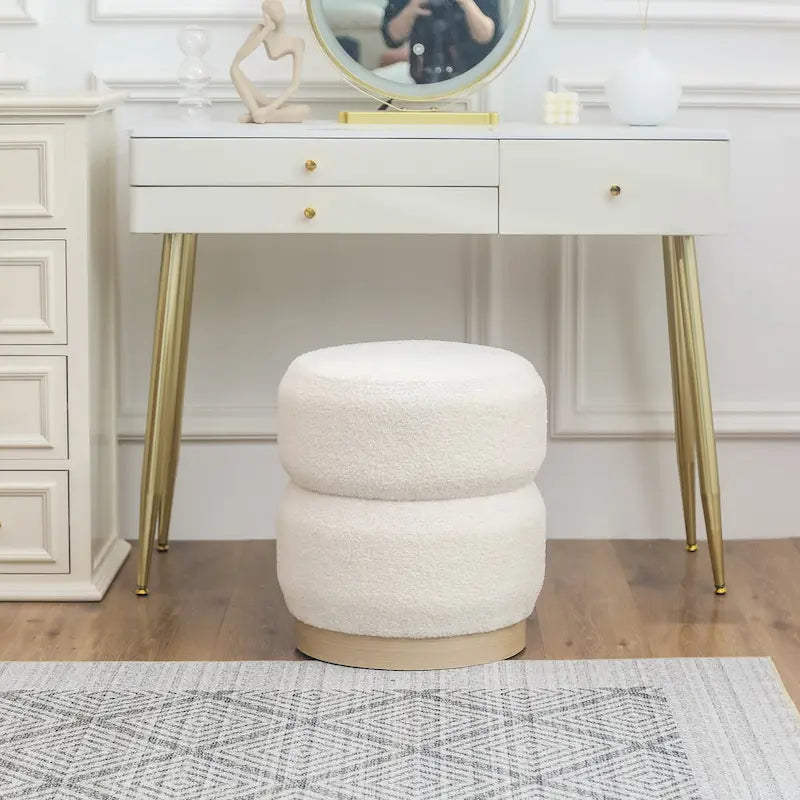 Tabouret ottoman rond rembourré Adeco Teddy