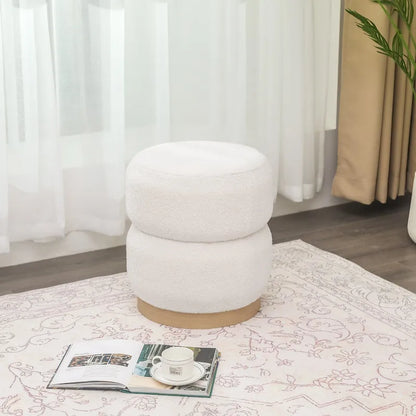 Tabouret ottoman rond rembourré Adeco Teddy