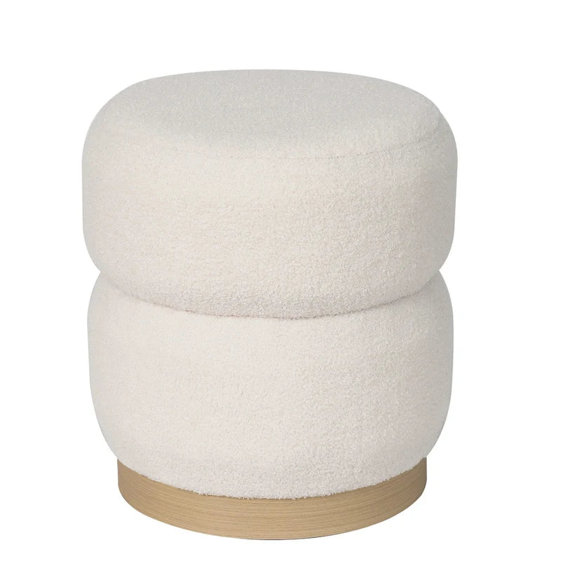 Tabouret ottoman rond rembourré Adeco Teddy