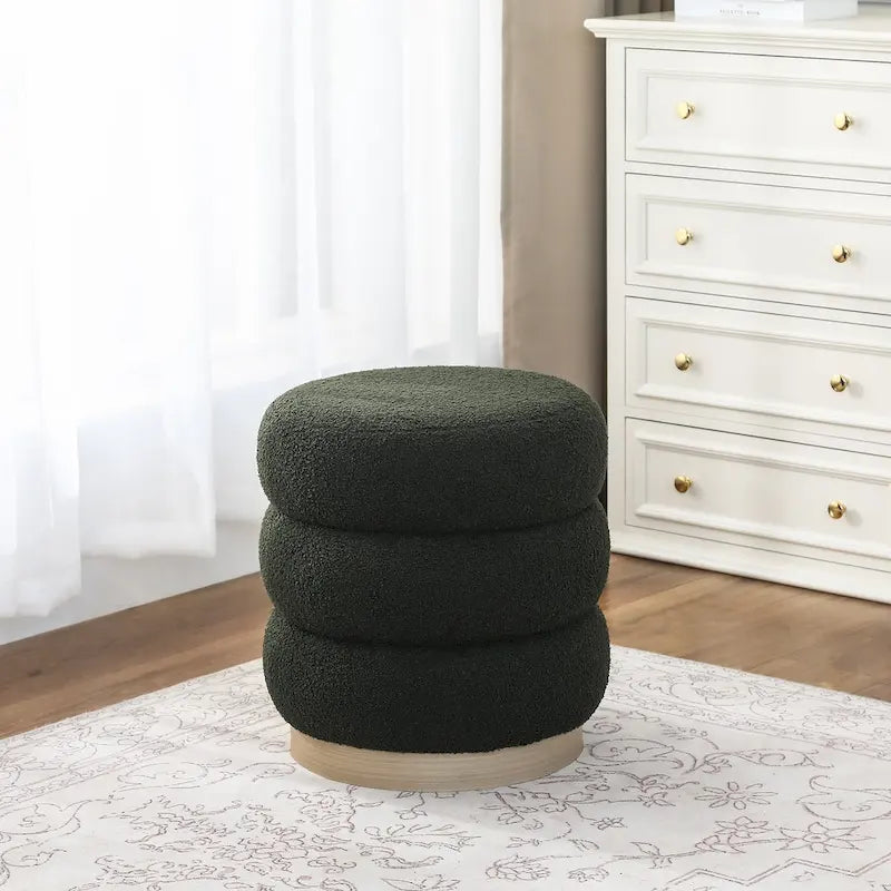 Tabouret ottoman rond rembourré Adeco Teddy