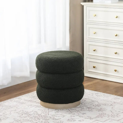 Tabouret ottoman rond rembourré Adeco Teddy