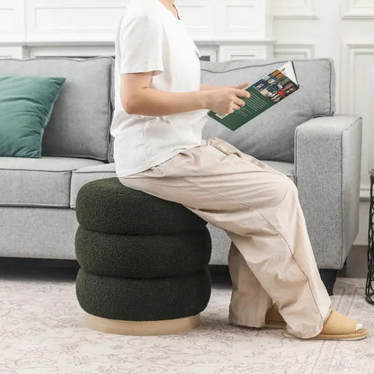 Tabouret ottoman rond rembourré Adeco Teddy