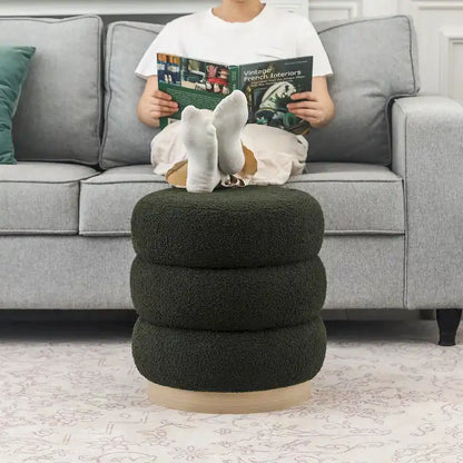 Tabouret ottoman rond rembourré Adeco Teddy