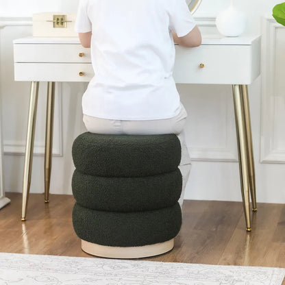 Tabouret ottoman rond rembourré Adeco Teddy