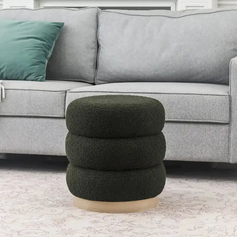 Tabouret ottoman rond rembourré Adeco Teddy