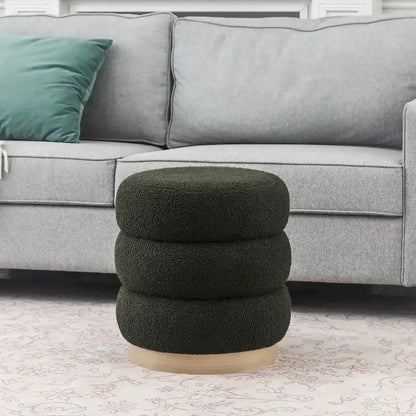 Tabouret ottoman rond rembourré Adeco Teddy