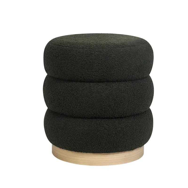 Tabouret ottoman rond rembourré Adeco Teddy