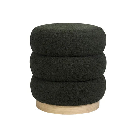 Tabouret ottoman rond rembourré Adeco Teddy