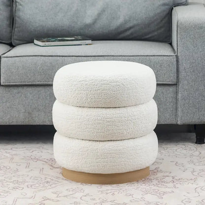 Tabouret ottoman rond rembourré Adeco Teddy